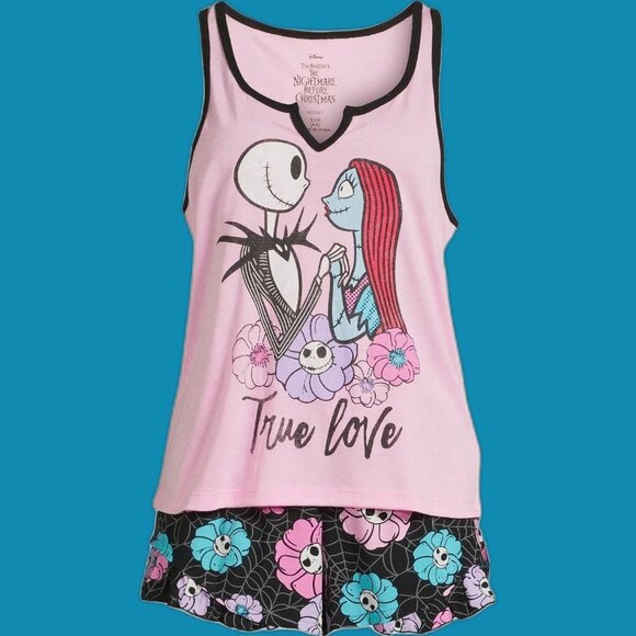 DISNEY The Nightmare Before Christmas Jack & Sally Pajama Set Women’s M 8-10 NEW - Picture 2 of 6